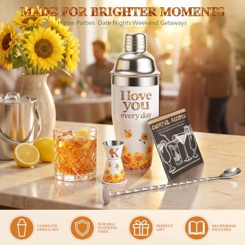 Unique Gifts for Mom Dad,Bartender Travel Set,24.3oz Cocktail Shaker Kit