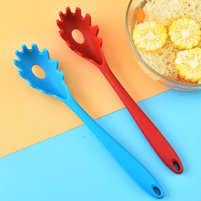 Magik 1-2 Pack Silicone Pasta Fork Heat Resistant Noodle Spaghetti Server Spoon (Light Green, 1 Pack)