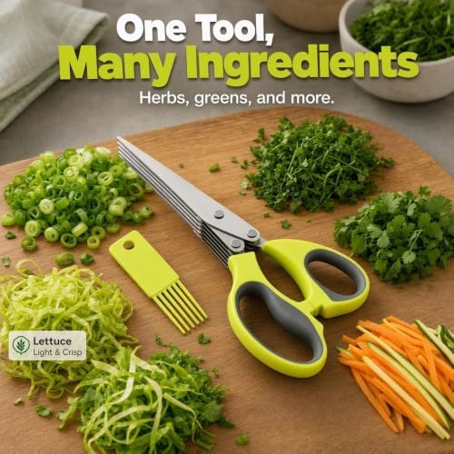 Multipurpose 5 Blade Herb Scissors,2026 Kitchen Herb Shears Herb Cutter with Cover and Cleaning Comb for Chopping Basil Chive Parsley (Pink-1pc)