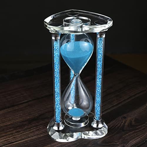 60 Minutes Sand Timers,Heart Shaped Crystal Hourglass, Sand Clock with Gift Box (Blue)