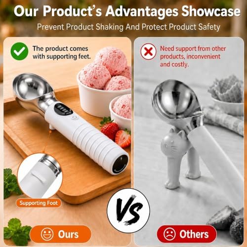 Heated Ice Cream Scoop with Removable Dishwasher Safe Head