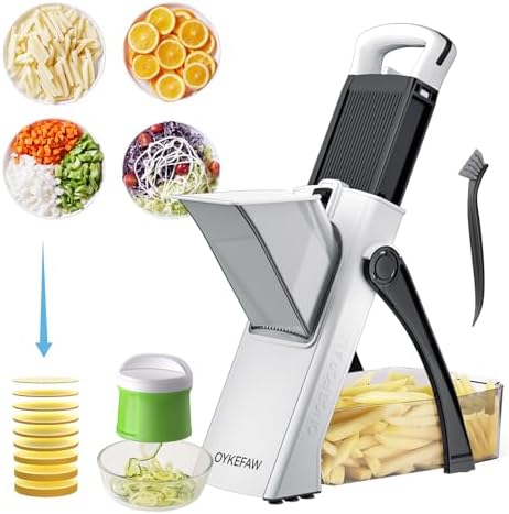 Safe Mandoline Slicer for Kitchen, Vegetable Chopper, Zucchini Spiralizer