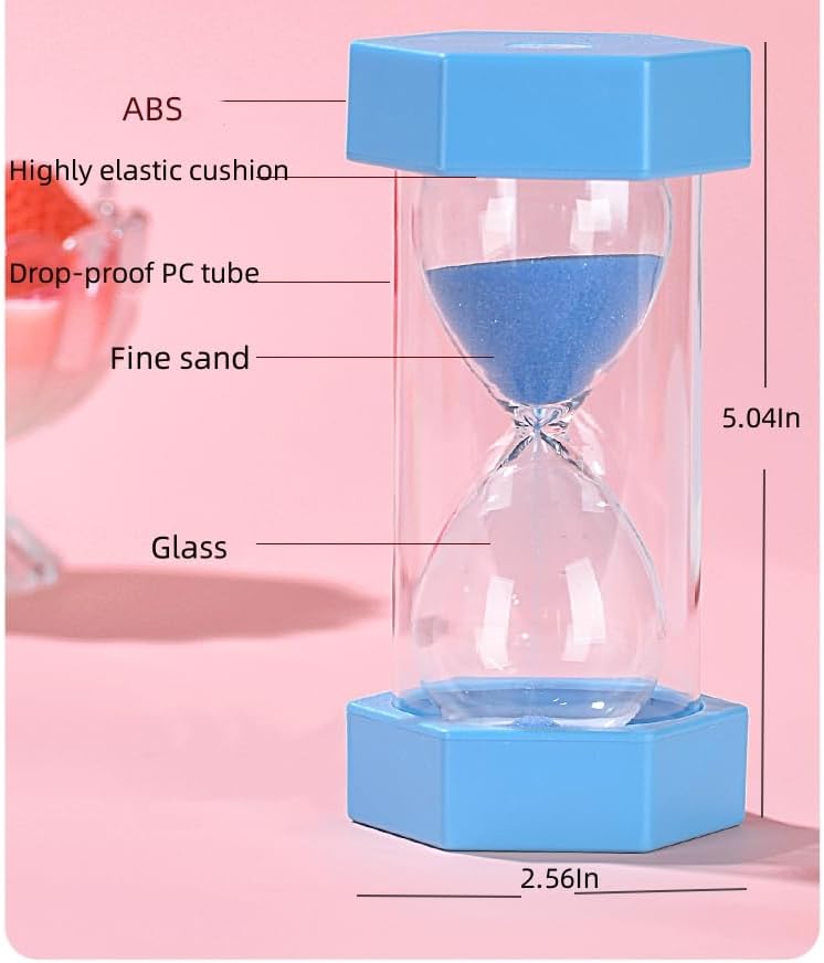 Blue Sand Timers 30 Second, Hourglass Sand Timers Sand Glass Timer with Plastic Protective Cover for Toothbrush Timer Games Classroom Home Office Tea Cooking