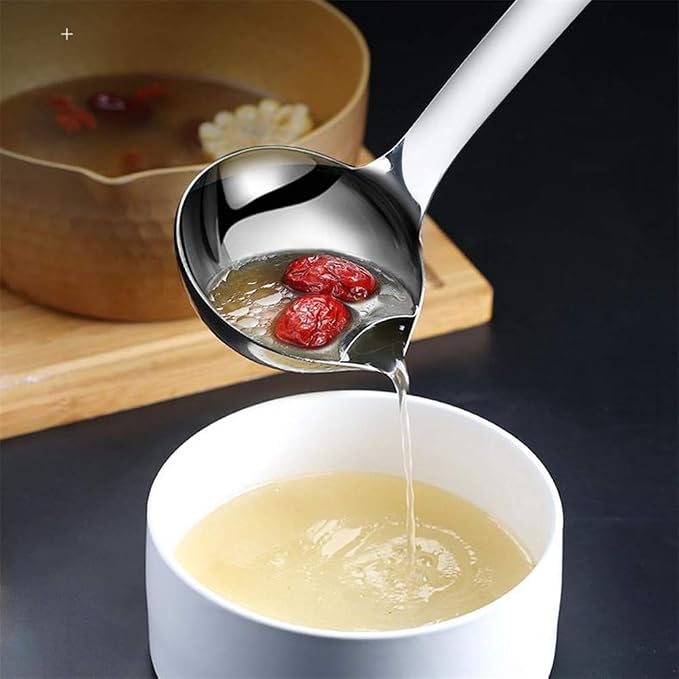 Oil Separator, Ladle Oil Filter Skimmer Spoon Soup Colander Filter Spoon for Home Kitchen and Cooking