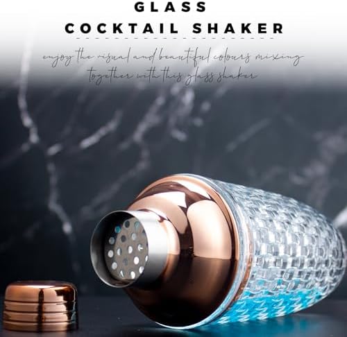 Rose Gold Cocktail Shaker Set with Jigger, Bar Spoon & Muddler