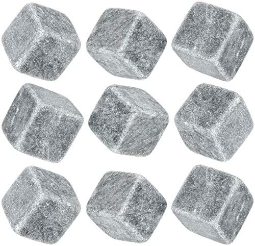 Marble Whiskey Stones – Natural Reusable Chilling Rocks for Whiskey & Bourbon, Silver Finish, One Size