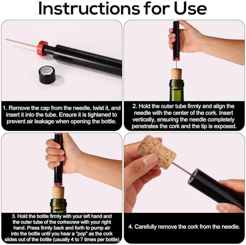 2pcs Wine Openers, 2026 New Portable Needle Type Wines Bottle Openers Air Pressure Cork Remover Corkscrew for Home Travel Party Essential Accessories
