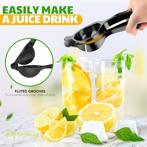 Lemon Squeezer Large, Lemon Squeezer Juicer Stainless Steel, Heavy Duty Manual Citrus Juicer Hand Press, Kitchen Tools Lime Squeezer Bar Tool, Easy to Clean Metal Lemon Hand Press