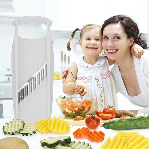 Börner by Reston Lloyd Wave-Waffle XXL Power Line • Crinkle Cut/Spirelli Vegetable Slicer • Slicer for Wave Waffle Cut Vegetables • Wavy French Fries • Made in Germany, White