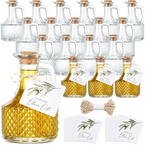 Vesici 20 Set 14 oz Large Olive Oil Glass Bottle with Stopper, Party Favors