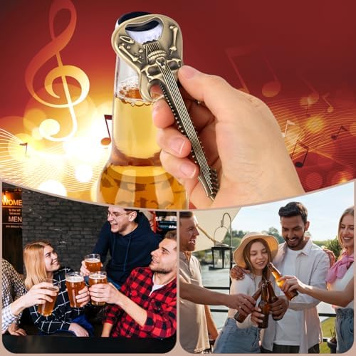 Skull Guitar Bottle Opener, Beer Opener with Gift Bag, Portable Bottle Opener, Father Birthday Gifts, Christmas Gifts for Men, Women, Boyfriend, Dad, Guitar Lovers, Bronze