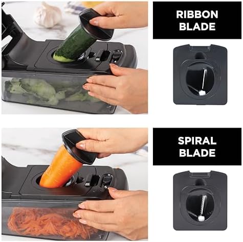 Cook with Color Vegetable Chopper - Multifunctional 11 in 1 Vegetable Chopper with Container - Food Chopper to Dice, Chop, Slice, Julienne and Spiralize, Black