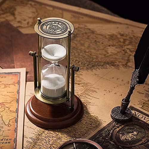 Vintage Hourglass Sand Timer Decor,360° Rotating 15 Min,7.48 inches