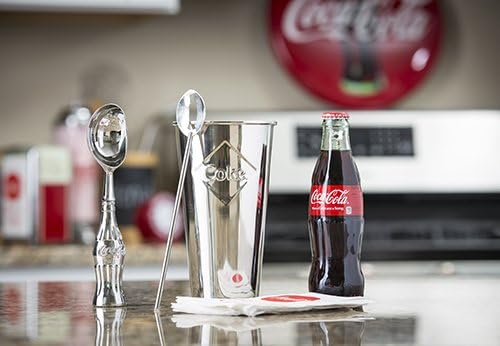 TableCraft Coca-Cola CC308 Ice Cream Scoop with Contour Bottle Handle and Chrome Plated Metal, Red