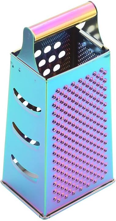 Rainbow 4-in-1 Stainless Steel Box Grater, 4 Sided Cheese Grater, Dishwasher Safe