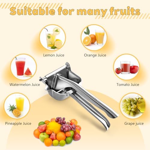 Stainless Steel Manual Juicer, Orange Juice Squeezer, Lemon Squeezer Stainless Steel, Orange Juice Squeezer, Fruit Juicer for Watermelon Lemon Orange Grapes and Other Fruit