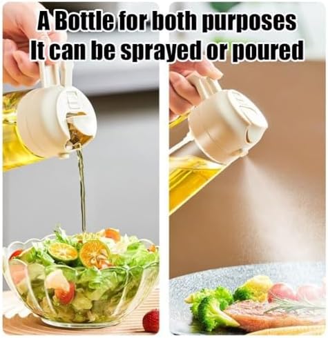 Oil Dispenser for Kitchen Spray, Oil Dispenser Bottle Spray and Pour, 2 in 1 Olive Oil Dispenser Bottle for Kitchen, 16oz/470ml Glass Oil Bottle for Air Fryer, Salad, Frying, BBQ ( Color : Black )