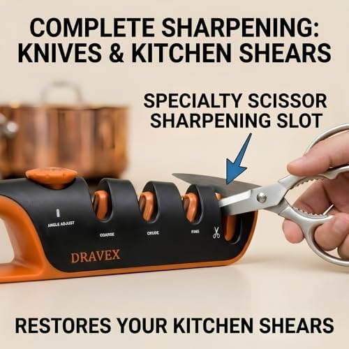 DRAVEX 4-Stage Professional Knife Sharpener Adjustable Angle Guide