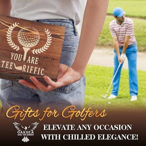 Oaksea Gifts for Men Dad Fathers' Day, Golf Ball Shaped Stainless Steel Whiskey Stones Gifts Set, Reuasable Ice Cube for Drinking, Anniversary Birthday Gifts for Him, Cool Stuff Bourbon Presents