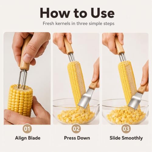 Corn Peeler, 2026 New Stainless Steel Corn Stripper Tool with Holder