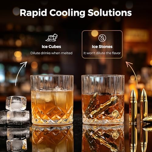 EooCoo Mens Gifts, Whiskey Stones Gift Set with 6 Pcs Stones and Box