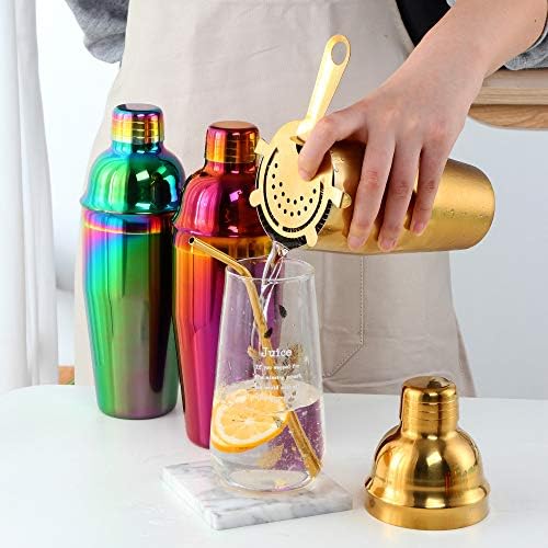 Buyer Star Bar tool set, Gold Martini Shaker,Bartender Kit, Juice Shaker, Fast Cooling Drink,25oz 8-piece Cocktail Shaker Drink Bartender Stick Tool Set