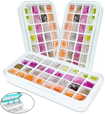 Ice Cube Trays 3 Pack, Silicone Ice Cube Trays for Freezer, Easy-Release Silicone 32 Ice Cube Trays, LFGB Certified and BPA Free, Reusable IceCubes for Freezer, Stackable Ice Trays with Covers