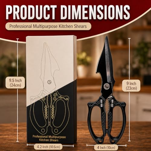 Titanium Kitchen Shears Heavy Duty Stainless Steel Multipurpose Scissors for Chicken, Meat, Poultry & Seafood, Premium Sharp Kitchen Food Scissors