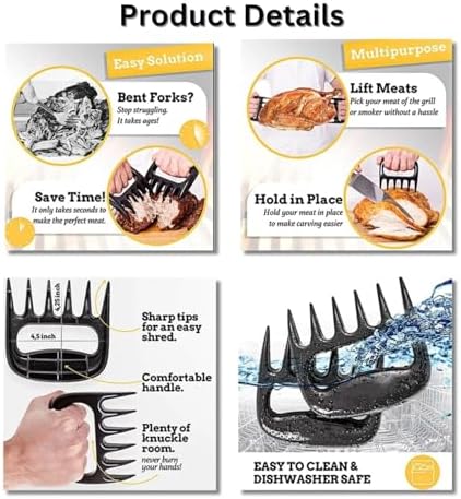 Multipurpose Meat Claws, Bear Meat Paws for Shredding BBQ, Cooked, Roasted or Grilled Meat, Easy and safe meat handling and shredding