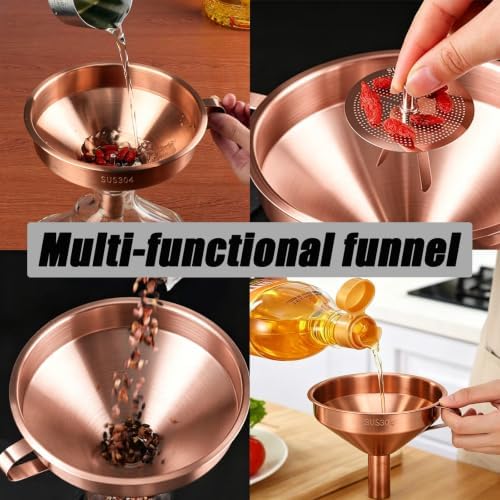 12.6cm/4.96inch Rose Gold Stainless Steel Funnel with Strainer