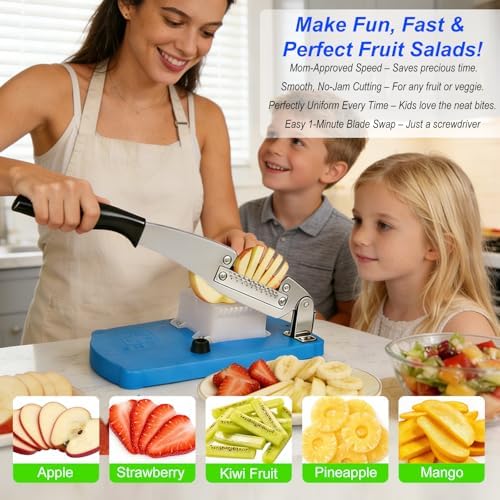 French Fry Cutter for Potatoes, Mandoline Slicer for Uniform Slices & Vegetable Chopper, Professional Potato Slicer with Comfort Handle and Stainless Steel Blade for Easy Homemade Fries/Chips