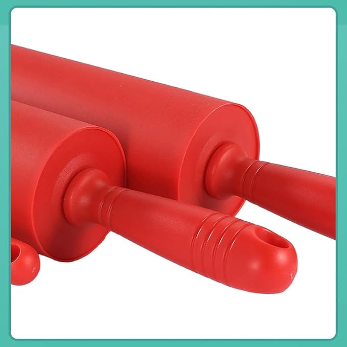 Classic Silicone Rolling Pin, Dough Roller for Fondant, Pie Crust, Cookie and Pastry, Essential Kitchen Baking Utensil, Non-Stick Surface Plastic Handle Rolling Pin (20 Inches)