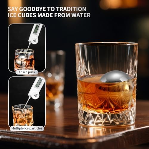 Whiskey Balls Set of 4 Reusable Stainless Steel Metal Ice Sphere Cubes Beverage Chilling Rocks Whiskey Stones Gifts for Men Him Husband from Wife