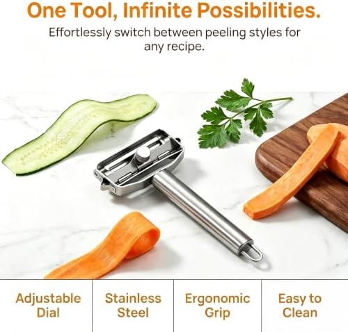 2026-2.0Adjustable thickness peeler de Verduras,potato peeler,Fruit Vegetable de Acero Inoxidable,Pumpkin peeler,Used for kitchen and dining,Gift Hook.