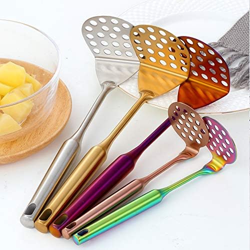 Stainless Steel Potato Masher for Non-Stick, Sturdy and Durable Whole Shaped Food Masher Hand Kitchen Aid, Avocado Masher Kitchen Tool Dishwasher Safe (2 Pcs)