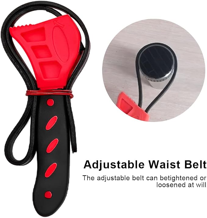 Jar Opener, Adjustable Belt Wrench Can Opener Jar Lid Opener Tool Easy Twis-t Rubber Jar Gripper Multi Can Openers for Weak Hand(red)