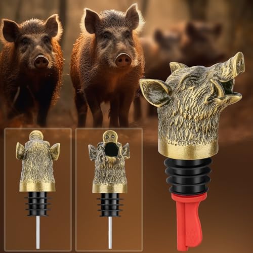 Wild Boar Head 2-In-1 Wine Aerator Bottle Pourer and Stopper for Men Women, Hunting Gifts for Hunters, Liquor Bottle Pourers Spout for Alcohol Spirits, Wine Gifts Accessories