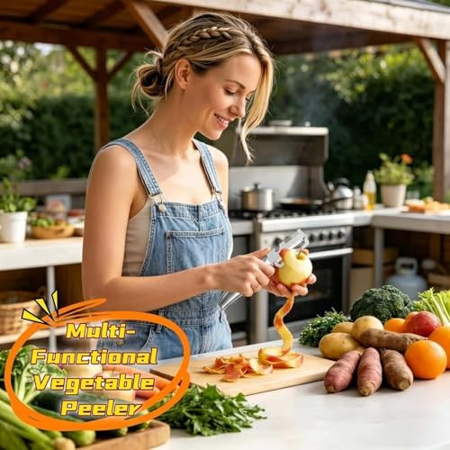 Premium Vegetable Peeler with Wooden Handle and Bottle Opener, Multi-Functional Vegetable Peeler for Fruit Pumpkin Peeling Potato and other vegetables or fruits (B-2pcs)