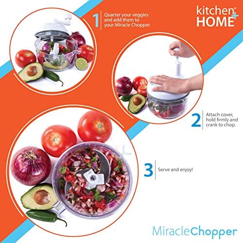Kitchen Home Manual Food Chopper - 5 in 1 Miracle Chopper, Salsa Maker, Blender, Slicer, Shredder and Julienne – As Seen on TV Manual Food Processor