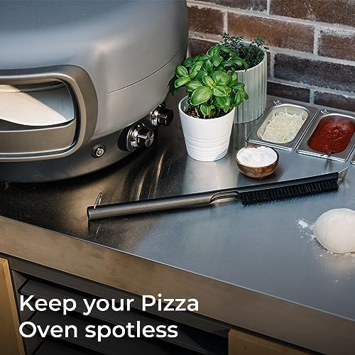 Everdure 2-in-1 Pizza Oven Brush and Scraper Tool - for Hard to Reach Areas and Keeping Your Oven Fresh and Clean - Nylon Bristles, Stainless Steel Spatula, Long Handle - Outdoor Pizza Oven Essential