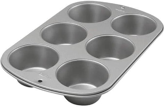 Wilton Jumbo Muffin Tin, Recipe Right, Non Stick, 6 Hole, 7cm x 24.8cm x 36.2cm (3in x 10in x 14in), Steel