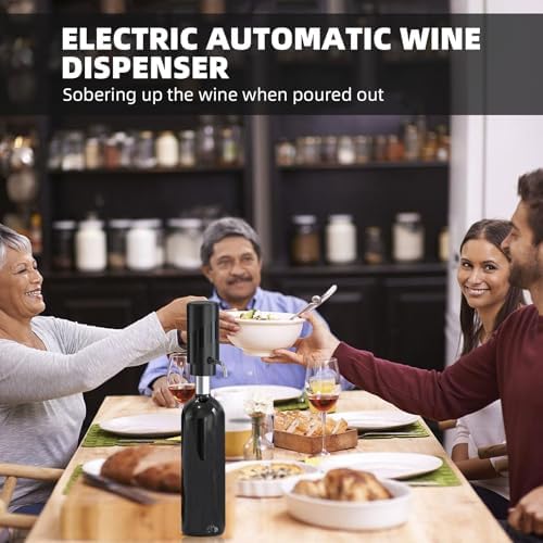 Wine Aerator Electric Wine Decanter Automatic Wine Aerator, Wine Dispenser Wine pourer with USB Rechargeable,Wine Lover for women&Men(Black-ABS)