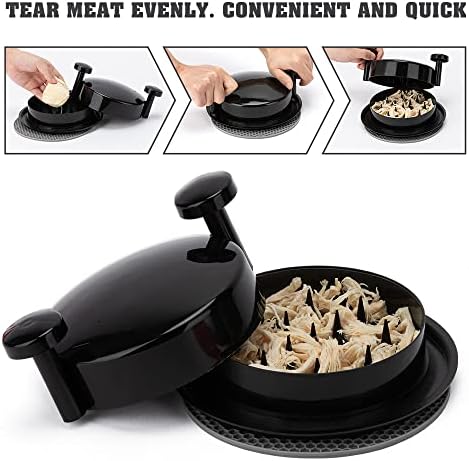 Chicken Shredder Shred Machine Meat Shredder Meat Shredding Tool with Handles and Non-Skid Base Mat Suitable for Pulled Pork Red Beef Chicken Alternative to Bear Claws 1pc 8inch Black