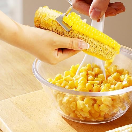 Upgrade Long Handle Stainless Steel Corn Cob Stripper Tool, Easy Clean Corn Peeler Corn Cob Stripper Tool, Corn on the Cob Cutter Kernel Remover for Home Kitchen Gadget (1pcs)