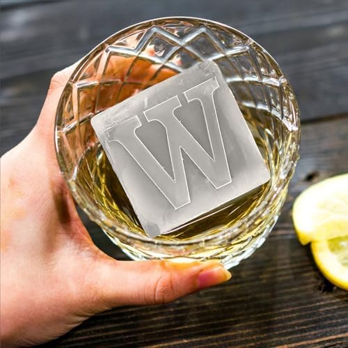 Letter W Monogram Ice Cube Mold Custom Ice Cube Mold 2 Inch Big Initials Silicone Ice Cube Tray Gifts for DAD Gifts for Him