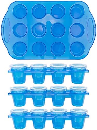 Fairly Odd Novelties 12pc Set-Add Water & Freeze to Make Ice Shot Glasses-Includes Serving Tray, One Size, Blue,FON-10051