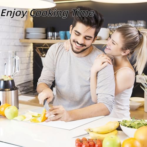 JJL Anti-Slip Acrylic Cutting Board with Counter Lip, 24 x 18 Inches, White, Perfect for Cutting Bread, Meat, and Vegetables, Ideal Choice for Kitchen Countertop Décor