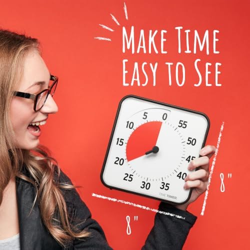 TIME TIMER 8 inch Visual Timer - 60 Minute Kids Desk Countdown Clock with Dry Erase Activity Card, Also Magnetic - for Kids Classroom, Homeschooling Study Tool, Task Reminder, Home and Kitchen Timer