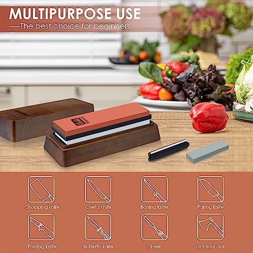 SHAN ZU 2 PCS Knife Sharpener Stone Set with Storage Box