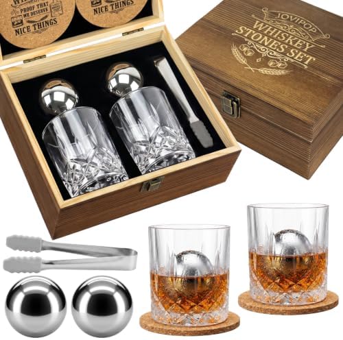 JOVIPOP Whiskey Stones Set, Gifts for Men Dad, 55mm Balls